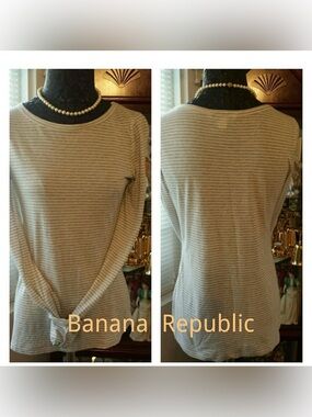 Banana Republic Like New stripped tan and beige shirt size medium